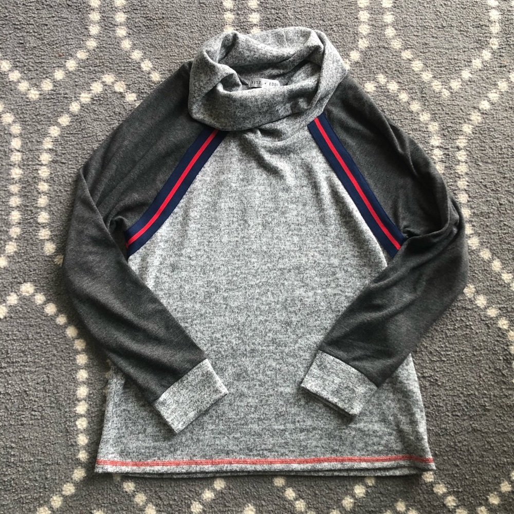 💗(Fitz + Eddi) Racer Retro Stripe Cowl Neck Knit Sweater - Women’s SIZE SMALL